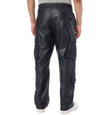 Leather Cargo Pant | Navy Blue