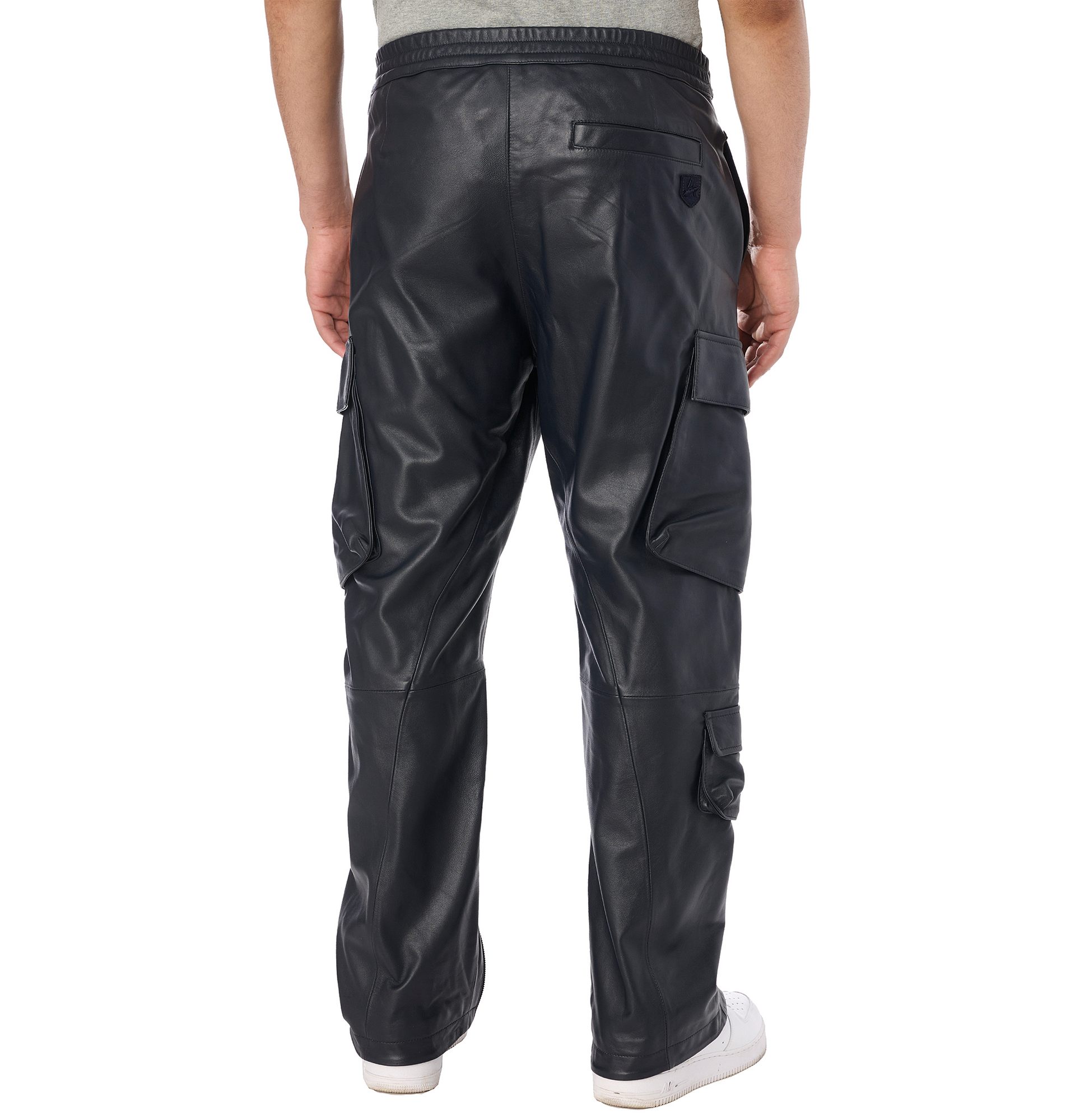 Leather Cargo Pant | Navy Blue