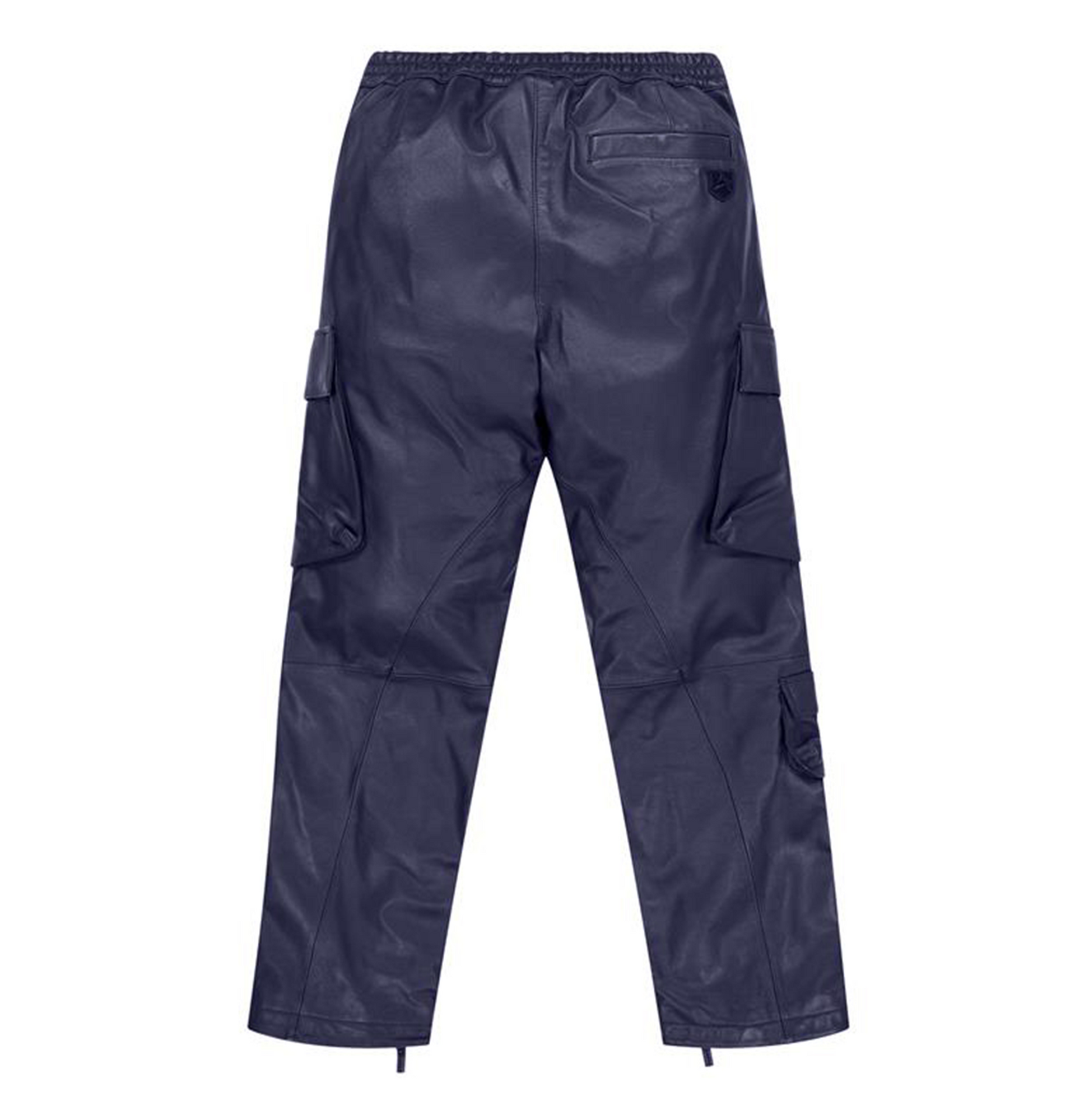 Leather Cargo Pant | Navy Blue