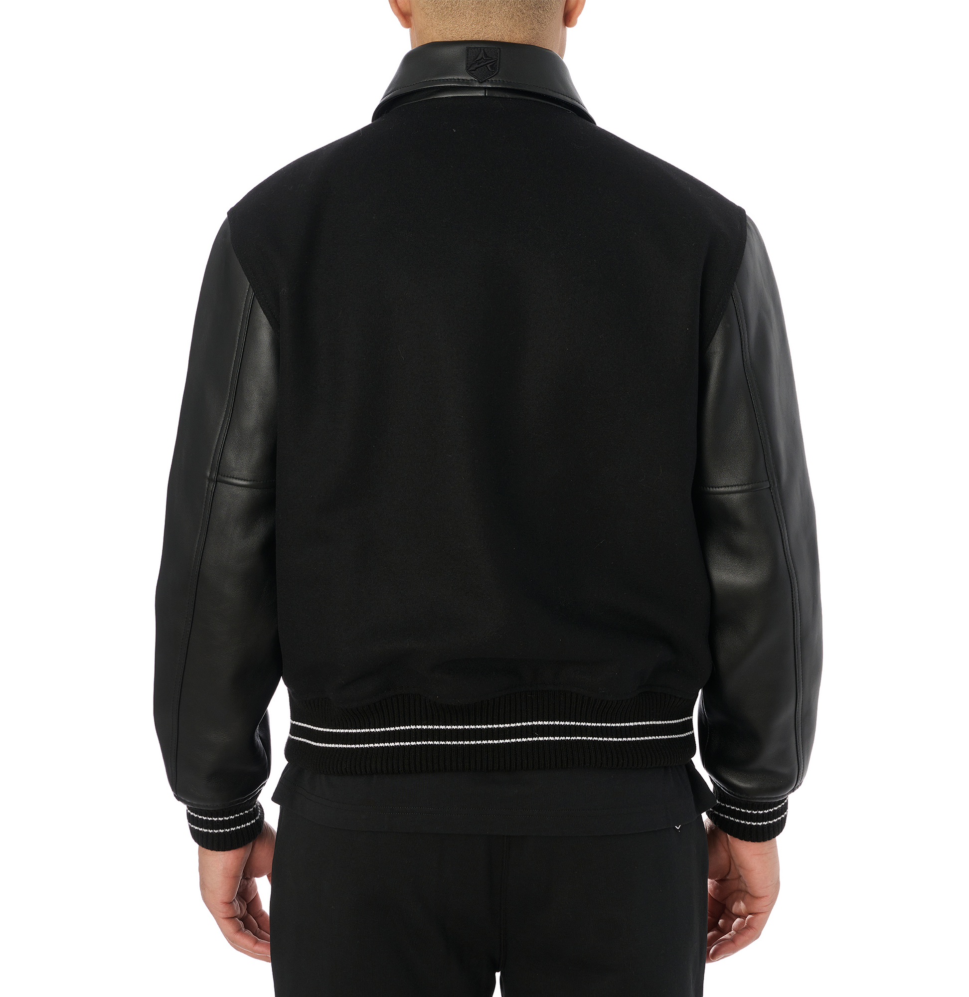 Script Wool Leather Jacket | Black