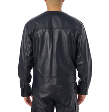 Leather Cardigan | Navy Blue