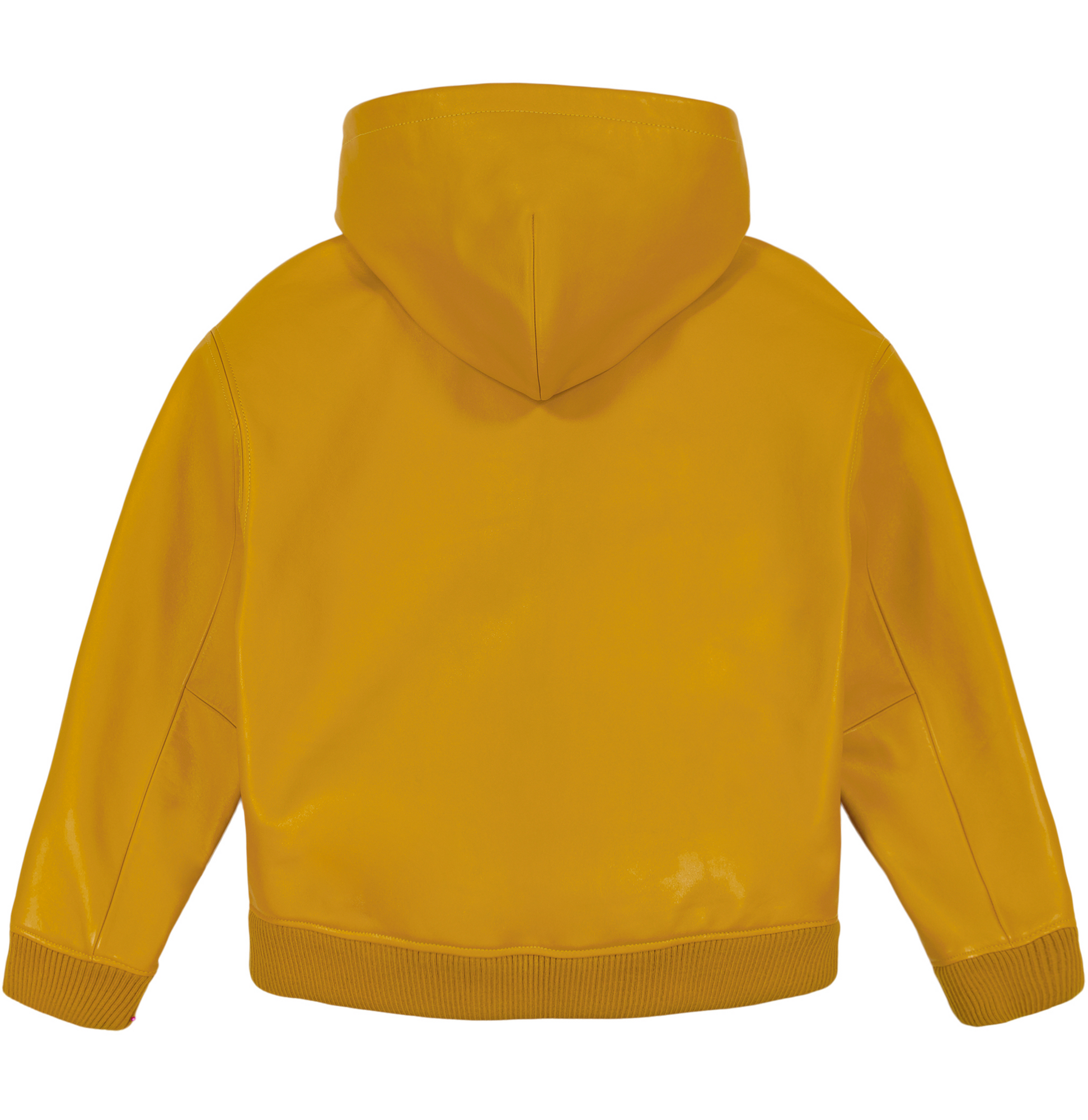 Script Nappa Leather Hoodie | Mustard