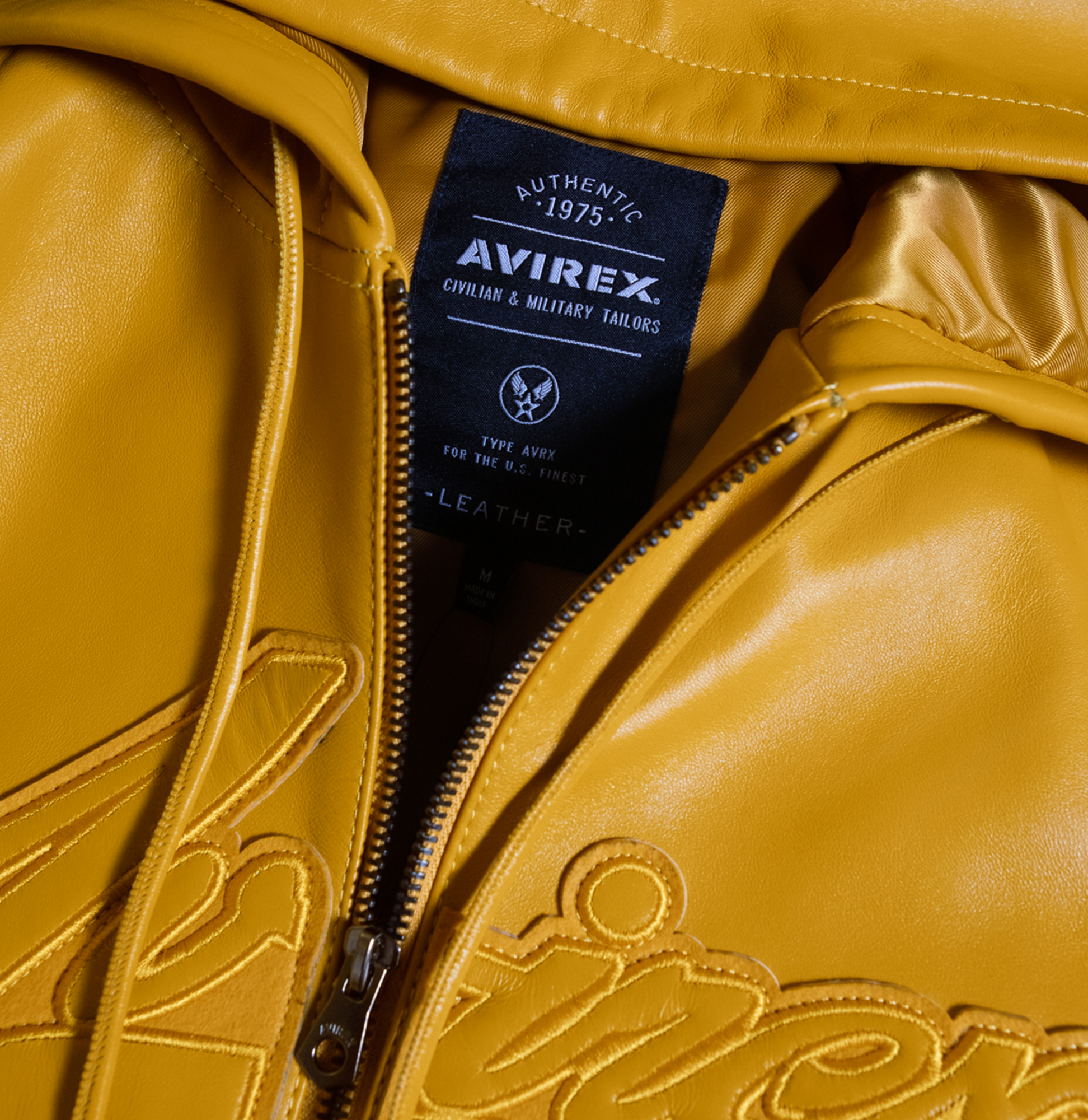 Script Nappa Leather Hoodie | Mustard