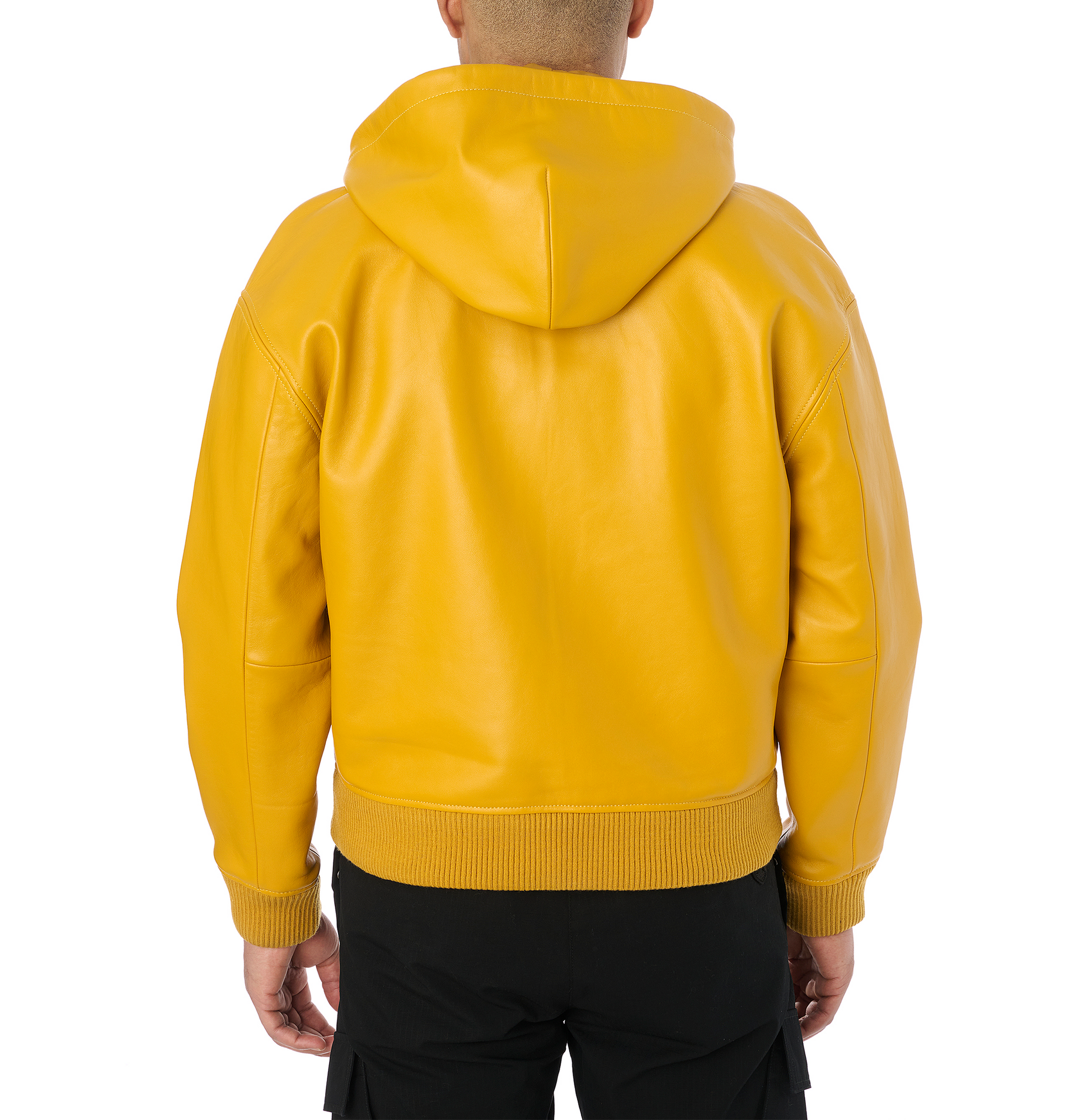 Script Nappa Leather Hoodie | Mustard