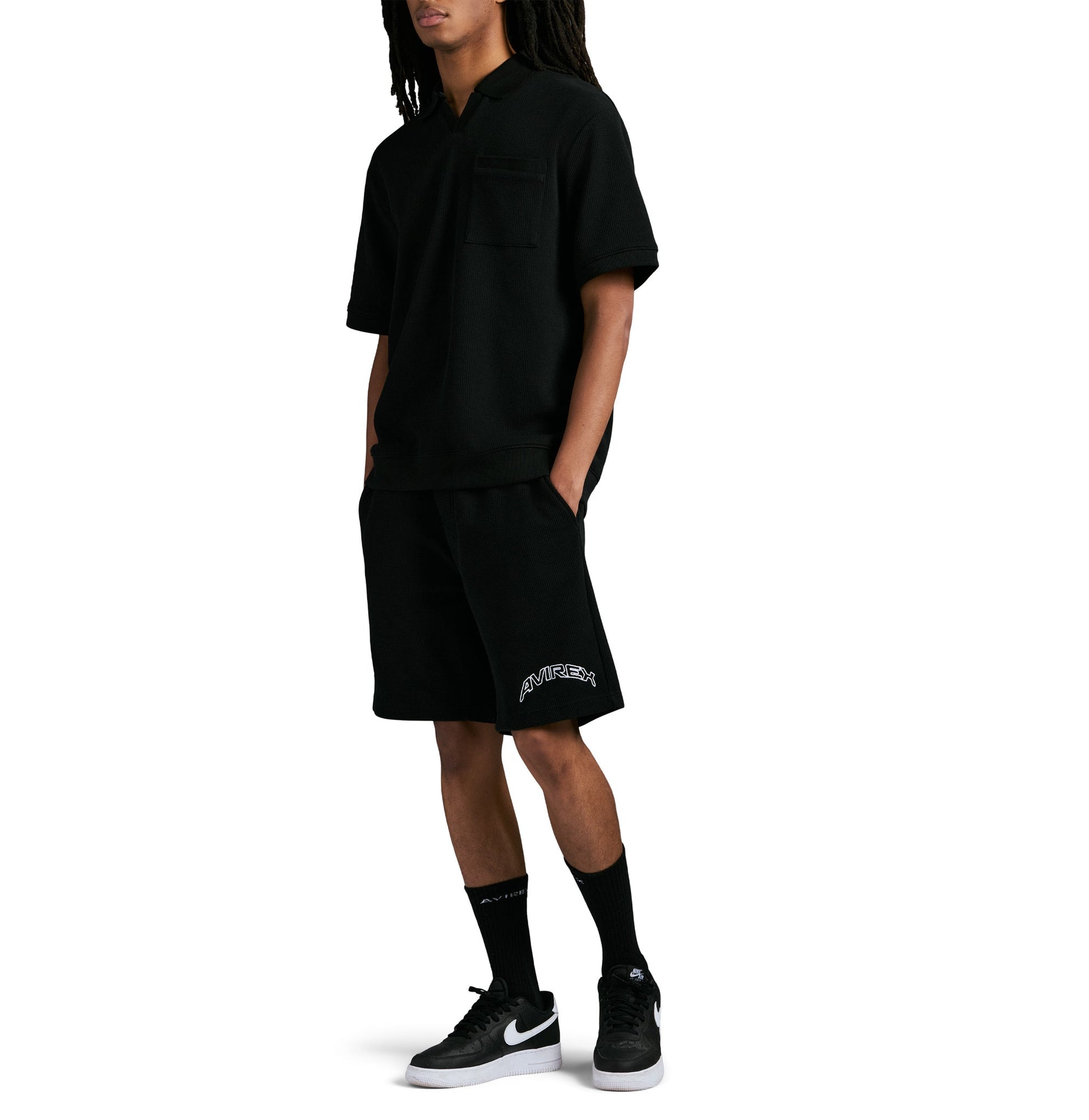 Tennis Waffle Polo | Black