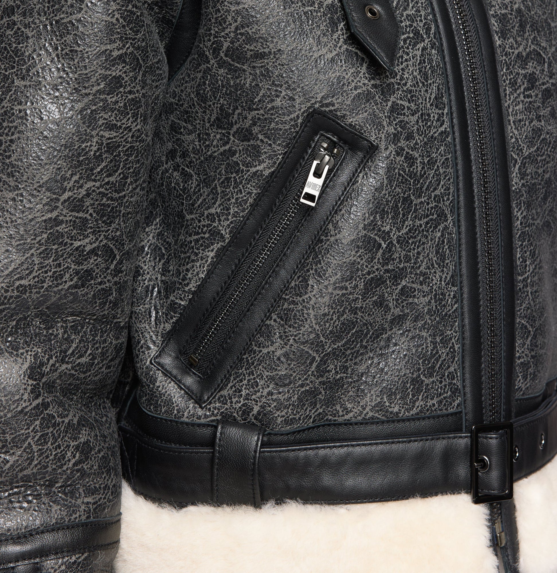 Cropped Shearling Jacket | Antique Black