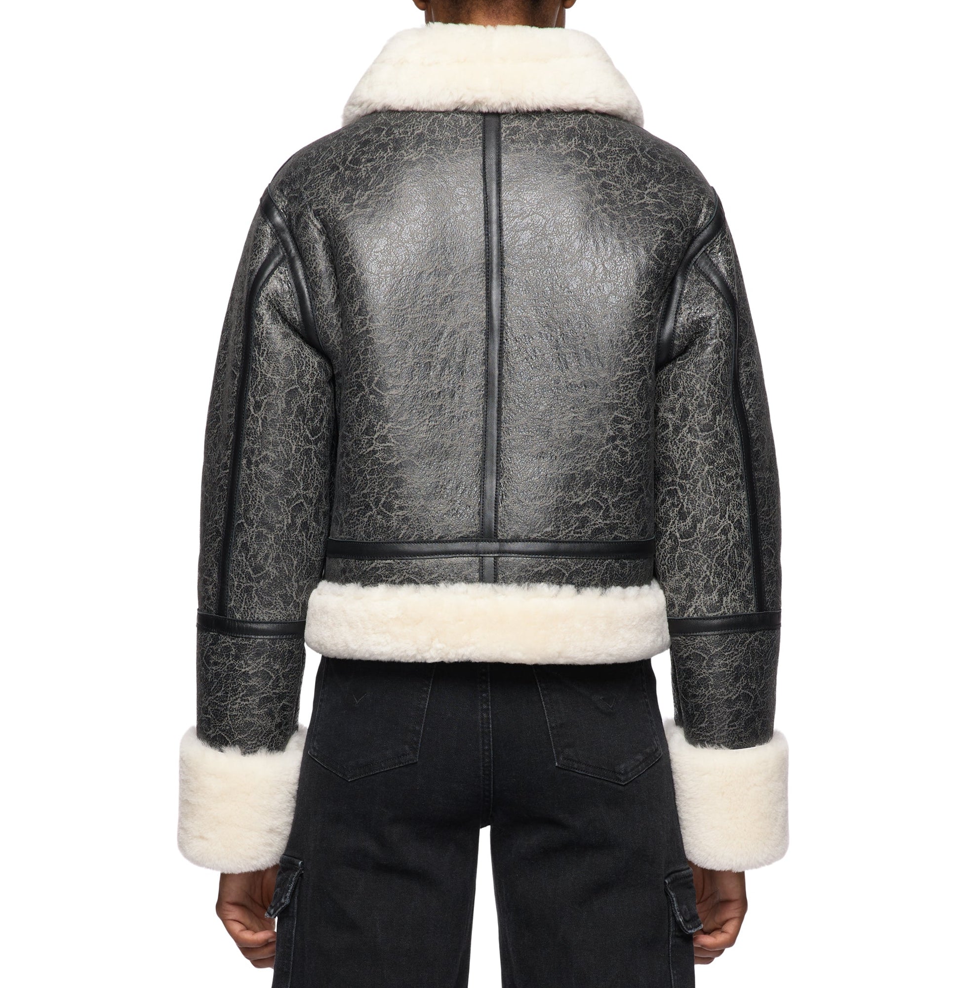 Cropped Shearling Jacket | Antique Black