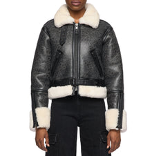 Cropped Shearling Jacket | Antique Black