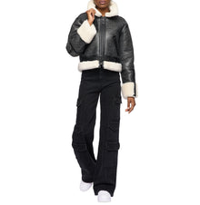 Cropped Shearling Jacket | Antique Black