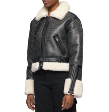 Cropped Shearling Jacket | Antique Black