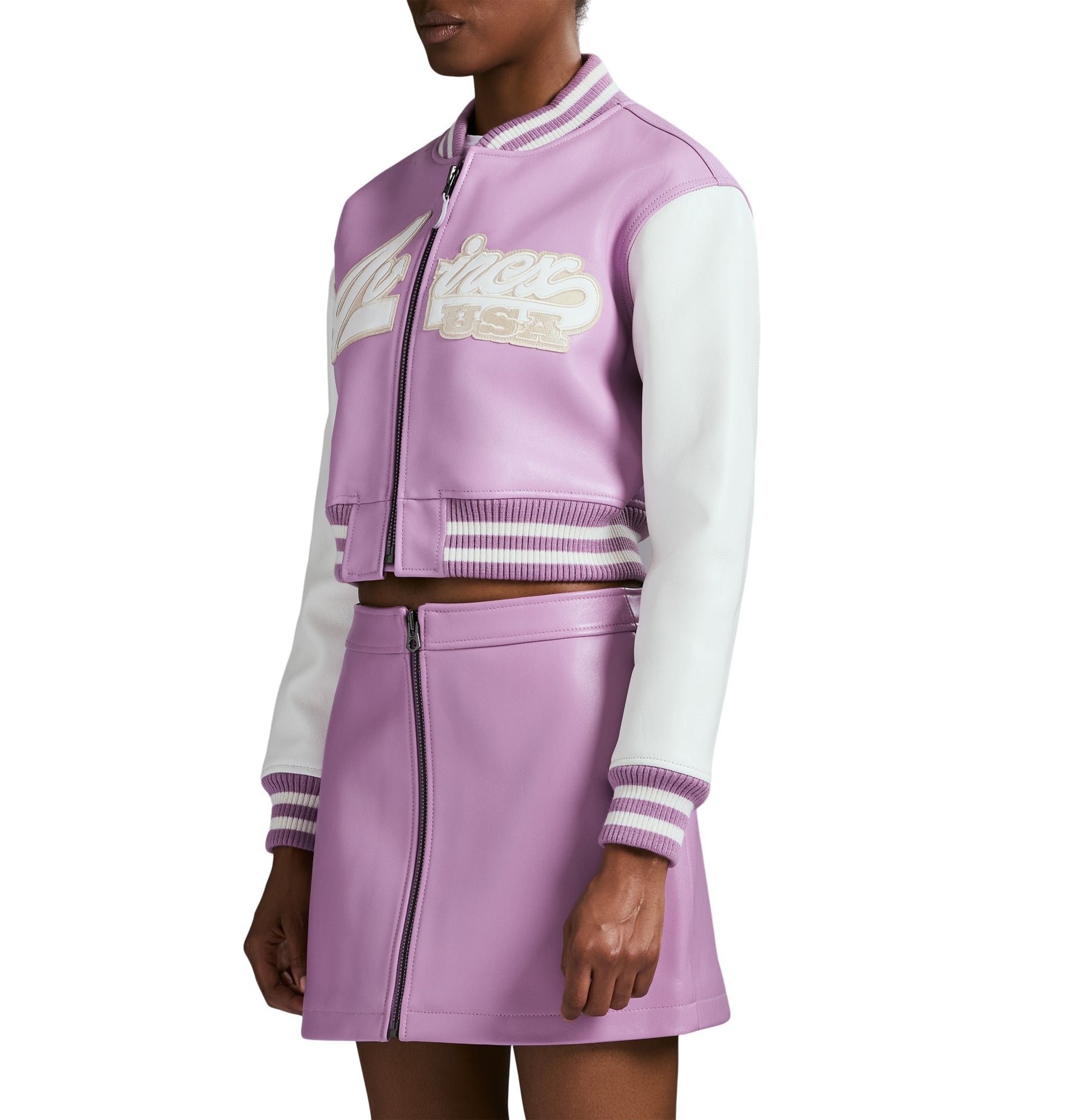 Cropped Script Jacket | Violet