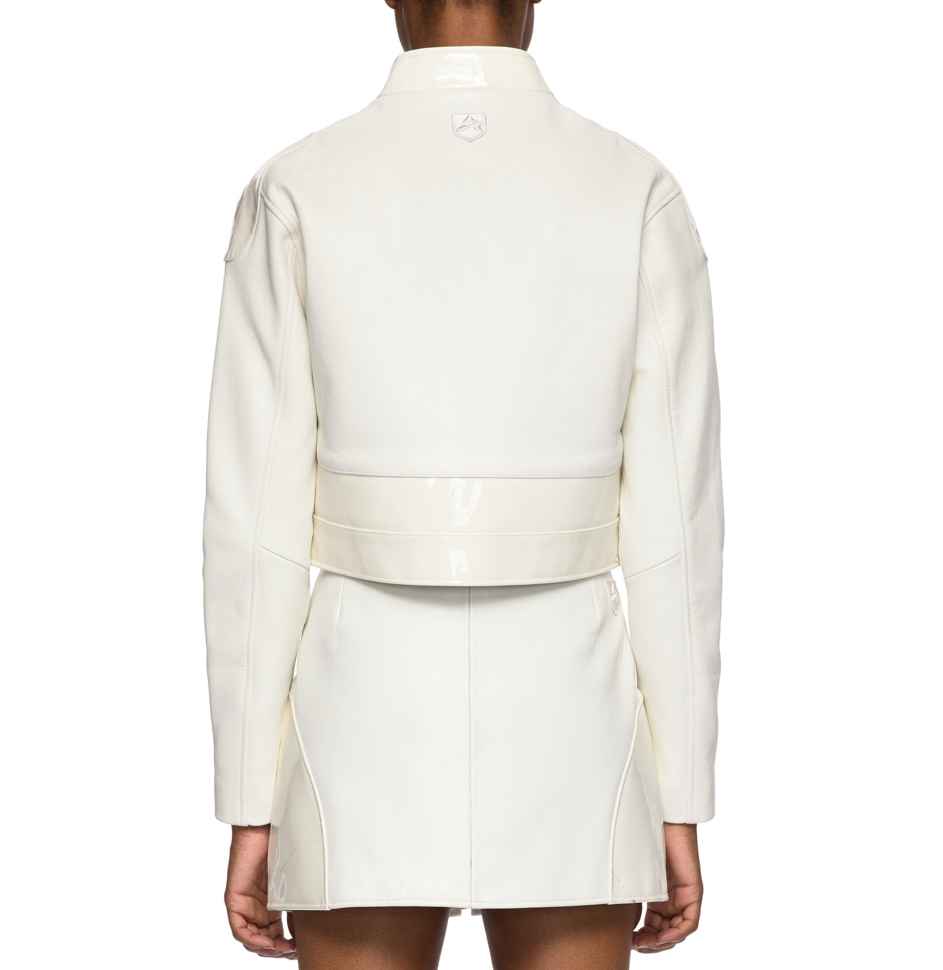 Patent Leather Moto Skirt | Snow White