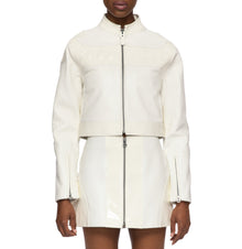 Patent Leather Moto Skirt | Snow White