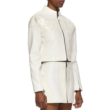 Patent Leather Moto Skirt | Snow White