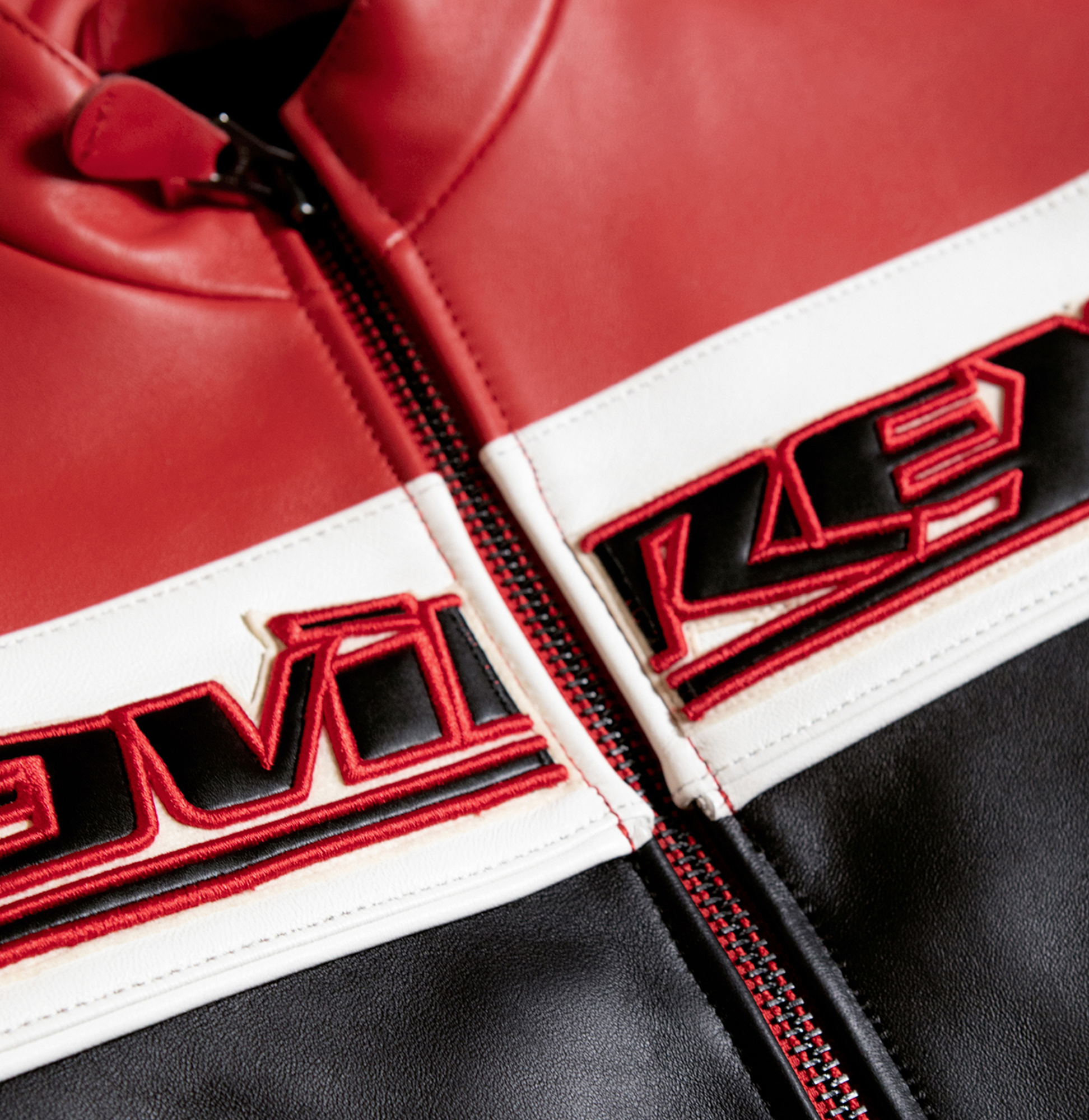 Cropped Colorblock Moto Jacket | Salvage Red