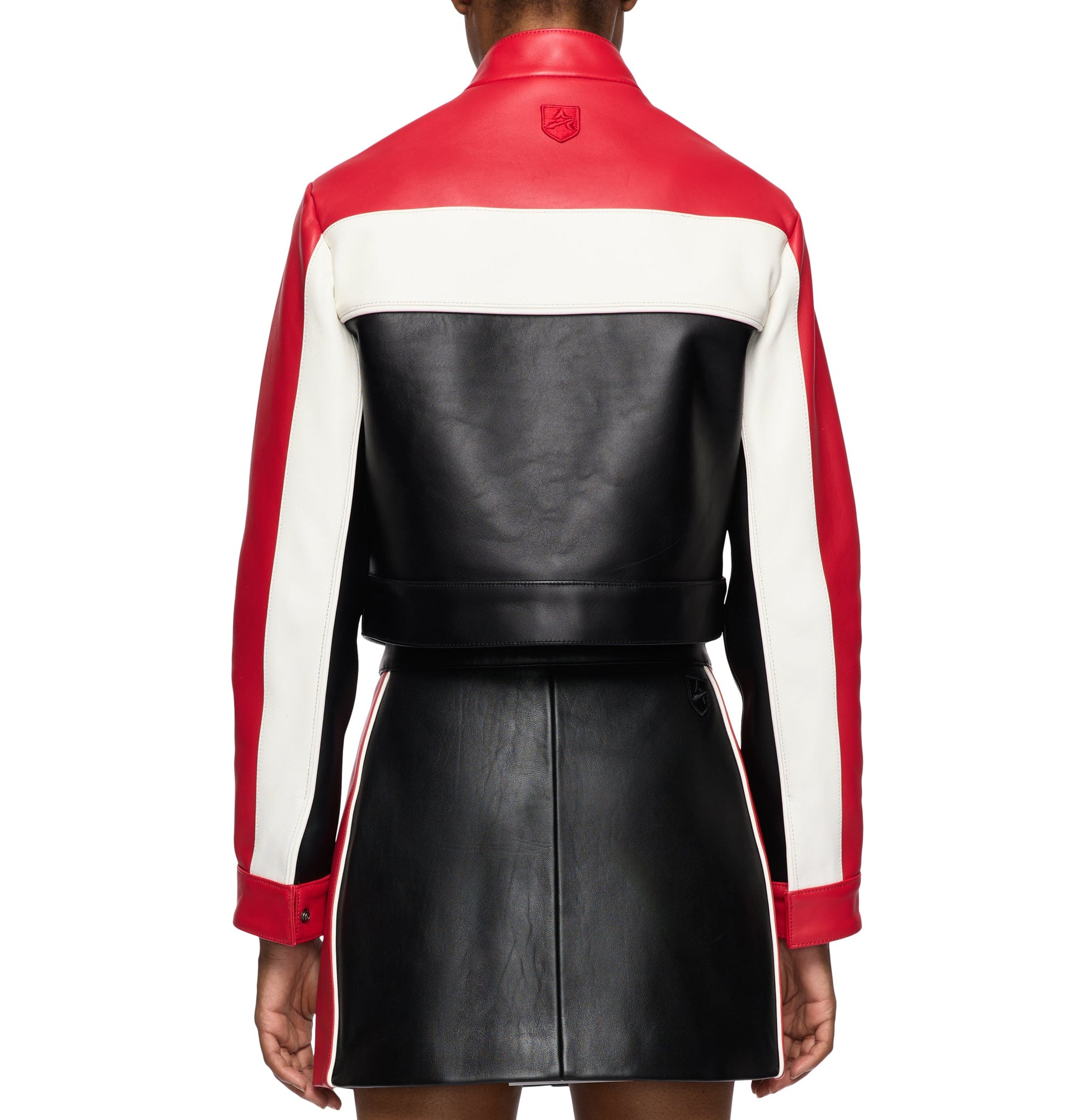 Cropped Colorblock Moto Jacket | Salvage Red