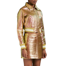 Limited Edition Cropped Metallic Icon Jacket | Rose Gold