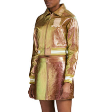 Limited Edition Cropped Metallic Icon Jacket | Rose Gold
