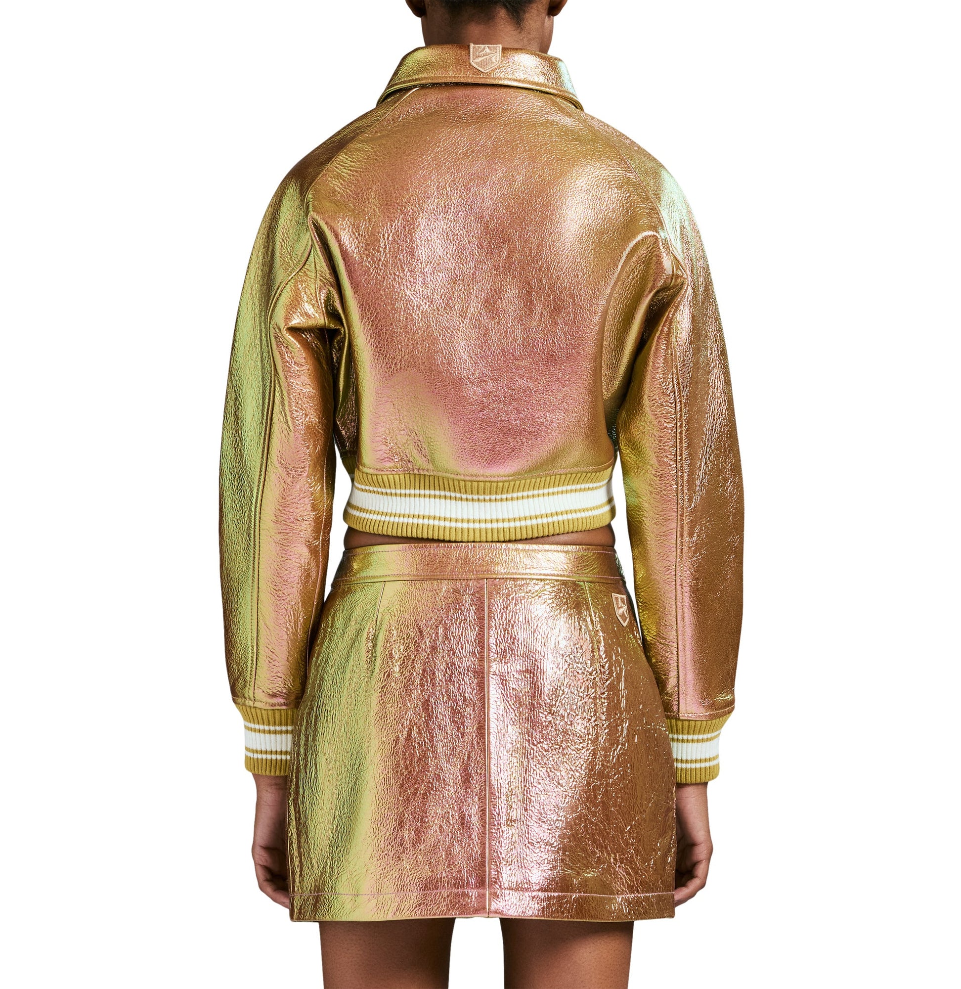 Limited Edition Cropped Metallic Icon Jacket | Rose Gold