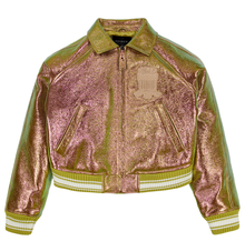 Limited Edition Cropped Metallic Icon Jacket | Rose Gold