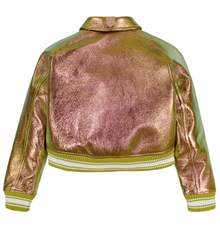 Limited Edition Cropped Metallic Icon Jacket | Rose Gold