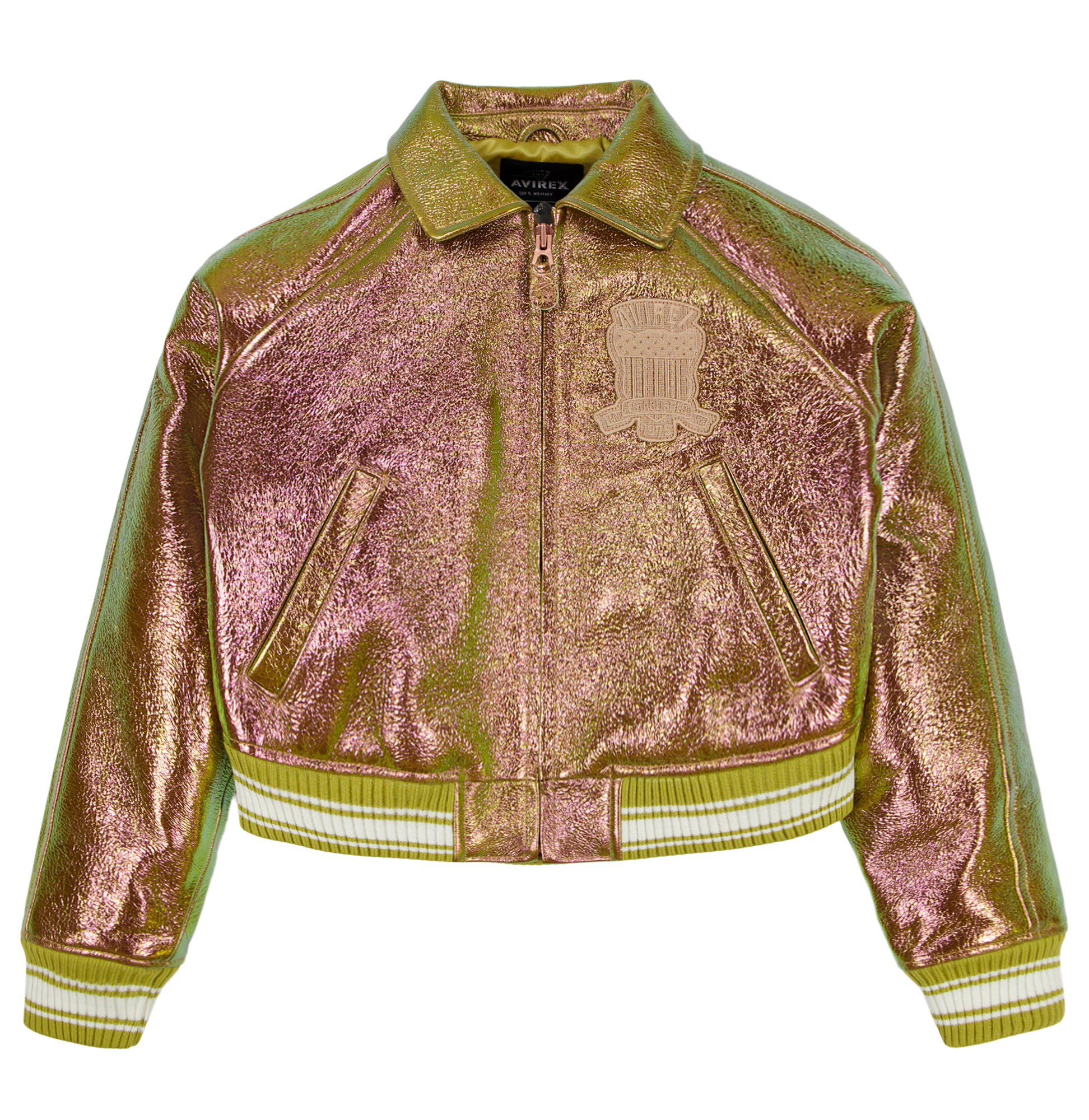 Limited Edition Cropped Metallic Icon Jacket | Rose Gold