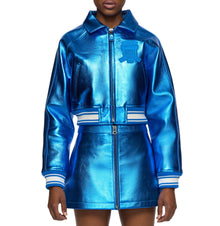 Limited Edition Cropped Metallic Icon Jacket | Electric Blue