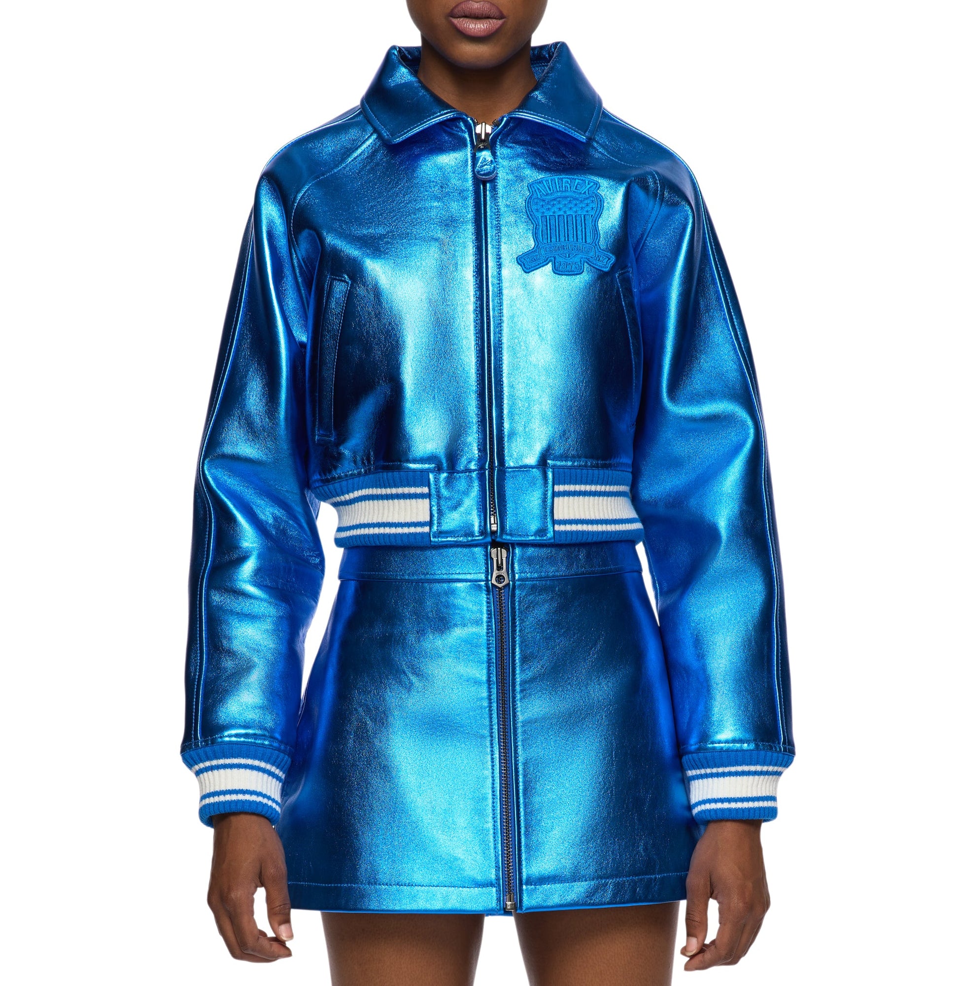 Limited Edition Cropped Metallic Icon Jacket | Electric Blue