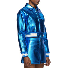 Limited Edition Cropped Metallic Icon Jacket | Electric Blue