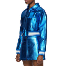 Limited Edition Cropped Metallic Icon Jacket | Electric Blue