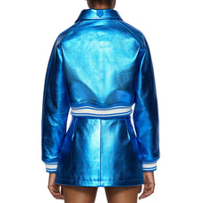 Limited Edition Cropped Metallic Icon Jacket | Electric Blue