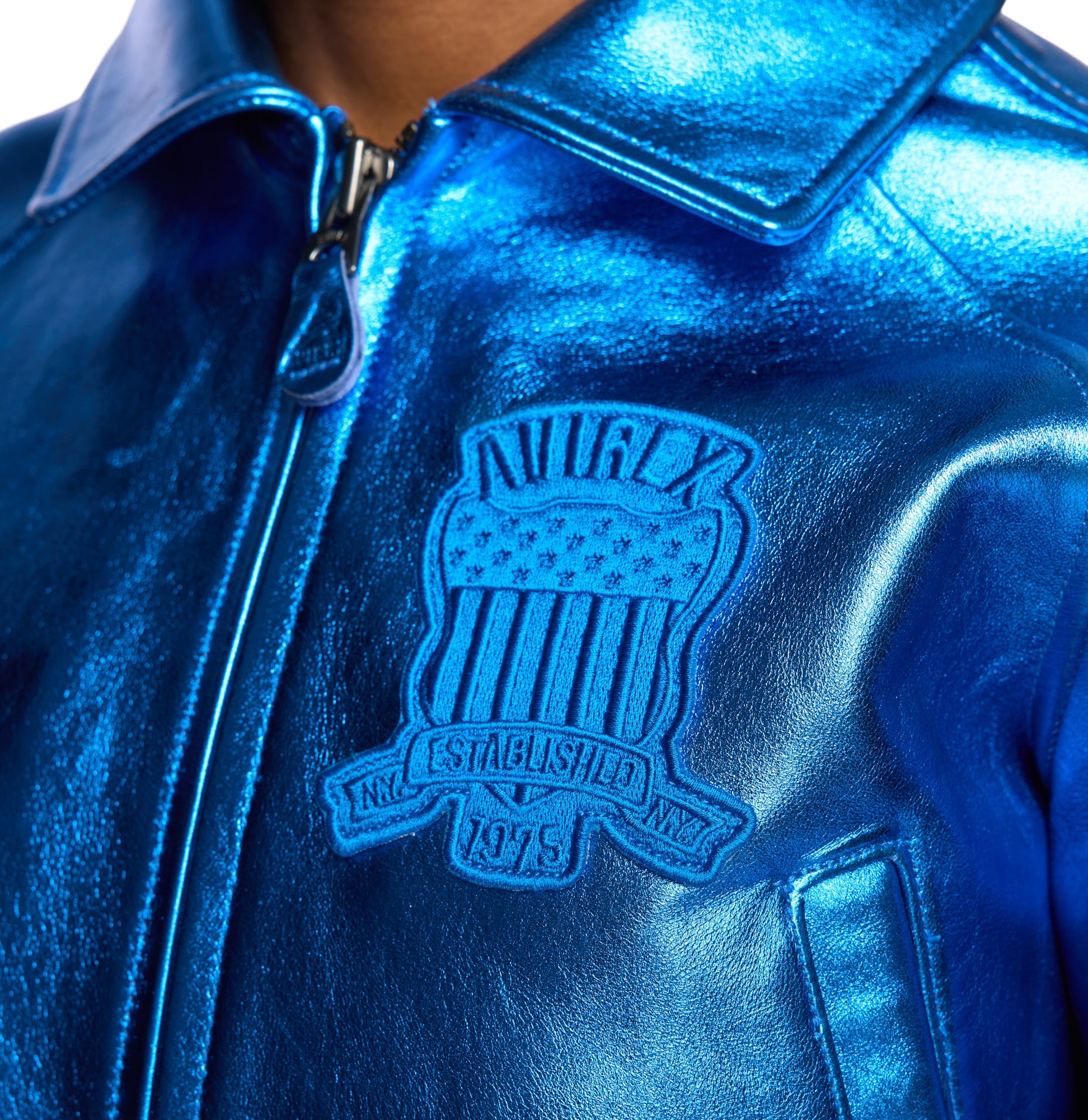 Limited Edition Cropped Metallic Icon Jacket | Electric Blue