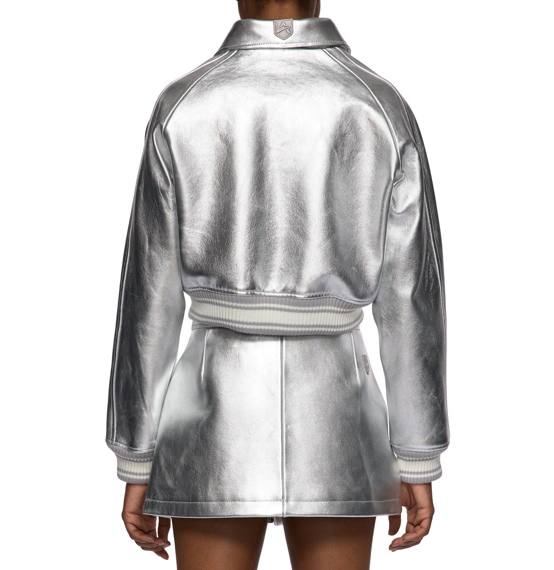 Limited Edition Cropped Metallic Icon Jacket | Silver