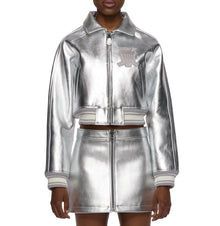 Limited Edition Cropped Metallic Icon Jacket | Silver