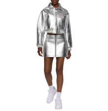 Limited Edition Cropped Metallic Icon Jacket | Silver