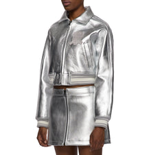 Limited Edition Cropped Metallic Icon Jacket | Silver