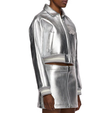 Limited Edition Cropped Metallic Icon Jacket | Silver