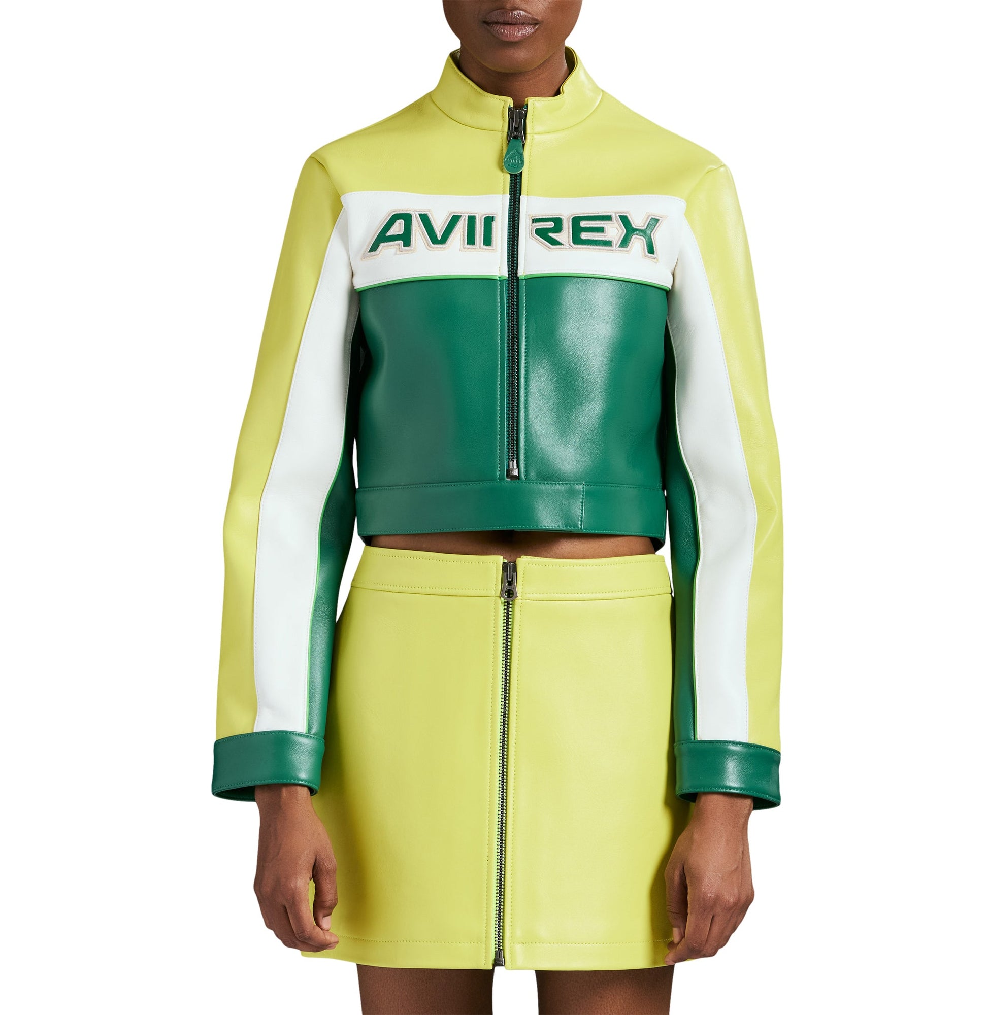 Cropped Colorblock Moto Jacket | Limeade