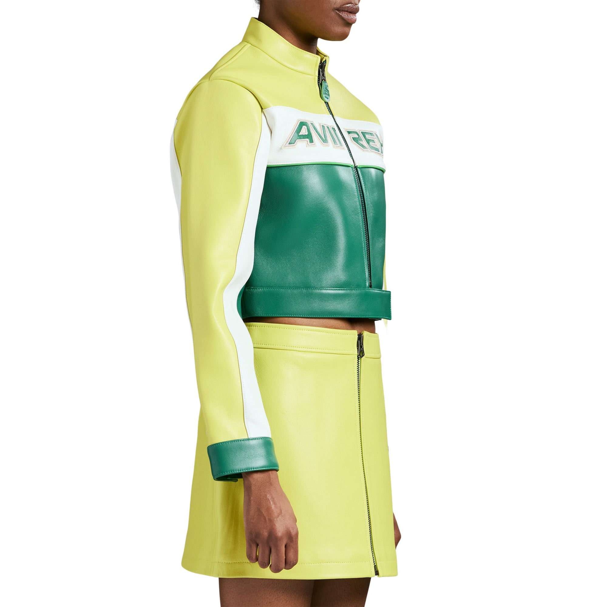 Cropped Colorblock Moto Jacket | Limeade
