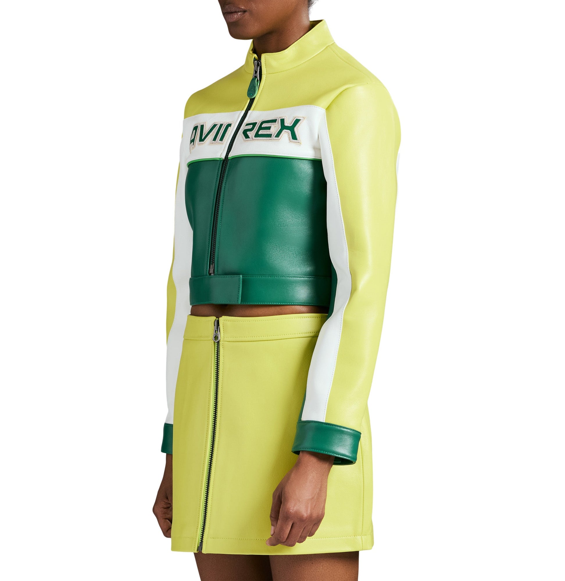 Cropped Colorblock Moto Jacket | Limeade