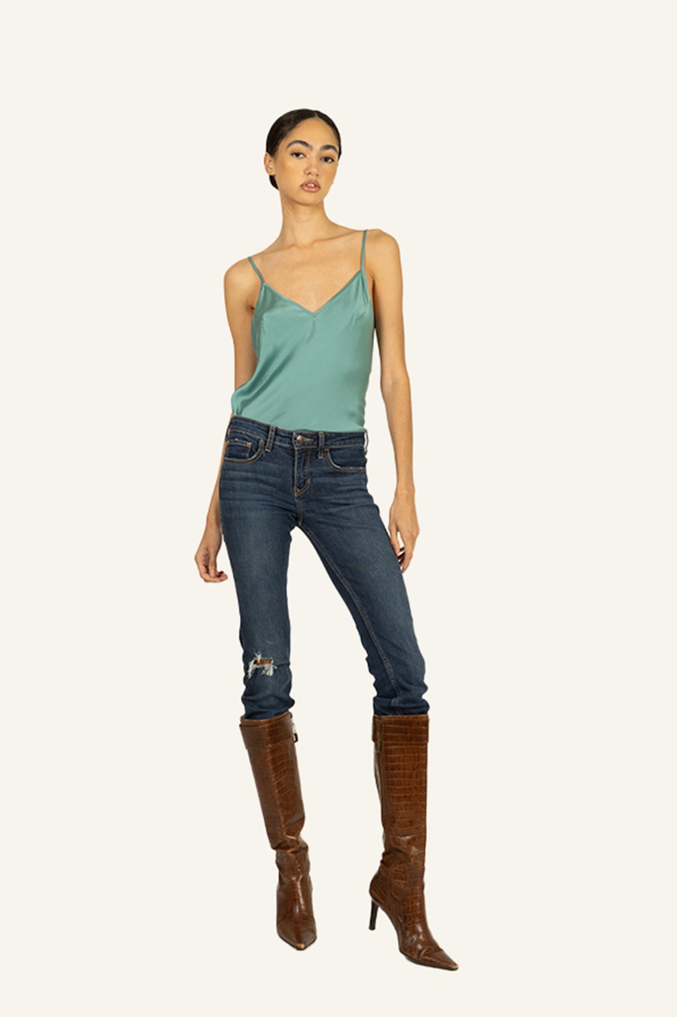 Adina Cami Top | Cyan Green