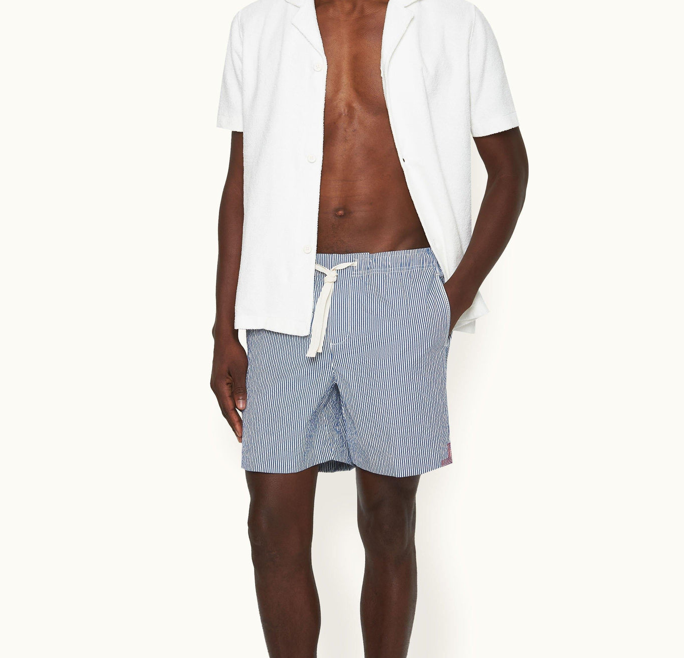 Alex Seersucker Seersucker Relaxed Fit Drawcord Shorts Woven | Blueberry/White Stripe