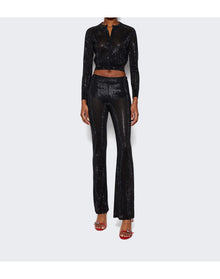 Alexander Wang | Women | Beaded Hotfix Sheer Boot Leg Pant | Black