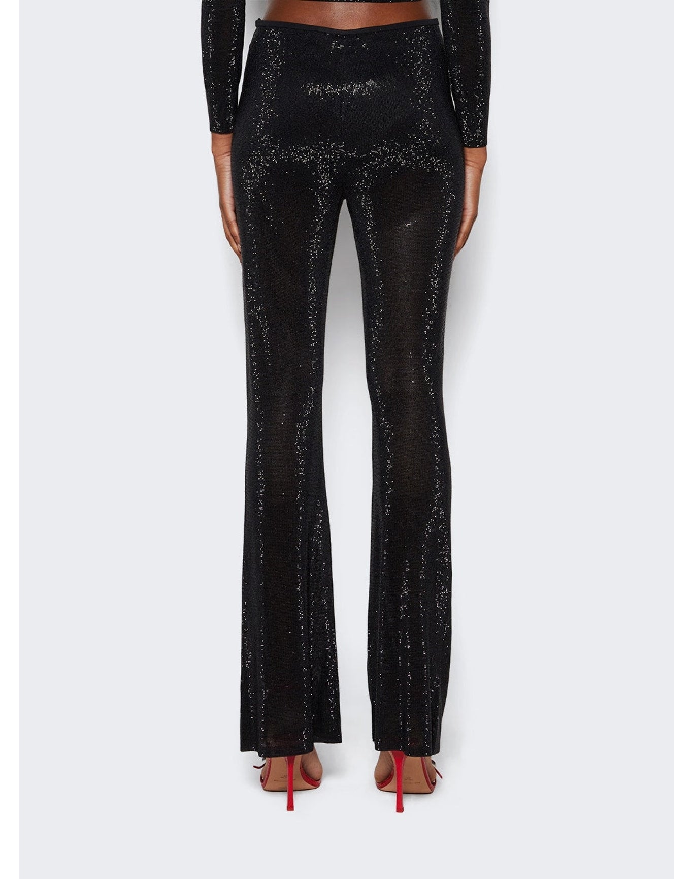 Alexander Wang | Women | Beaded Hotfix Sheer Boot Leg Pant | Black