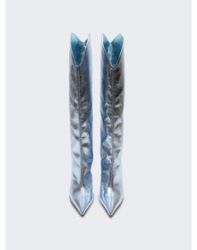 Alexandre Vauthier | Women | Metallic Tall Boots | Laguna Blue