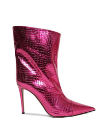 Alexandre Vauthier | Women | Mirror Croco Print Alex Ankle Boots | Fuchsia