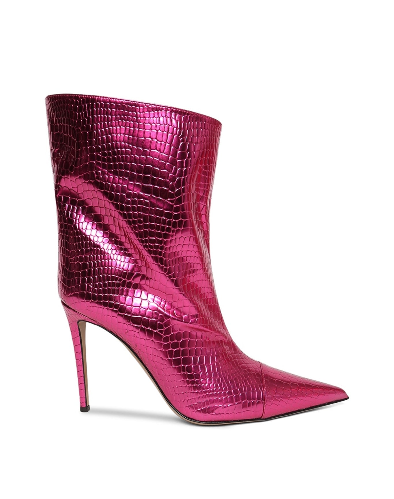 Alexandre Vauthier | Women | Mirror Croco Print Alex Ankle Boots | Fuchsia