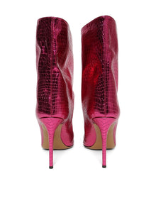 Alexandre Vauthier | Women | Mirror Croco Print Alex Ankle Boots | Fuchsia