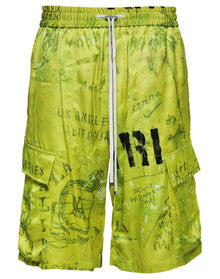 Amiri | Men | Army Stencil Cargo Shorts | Lime Green