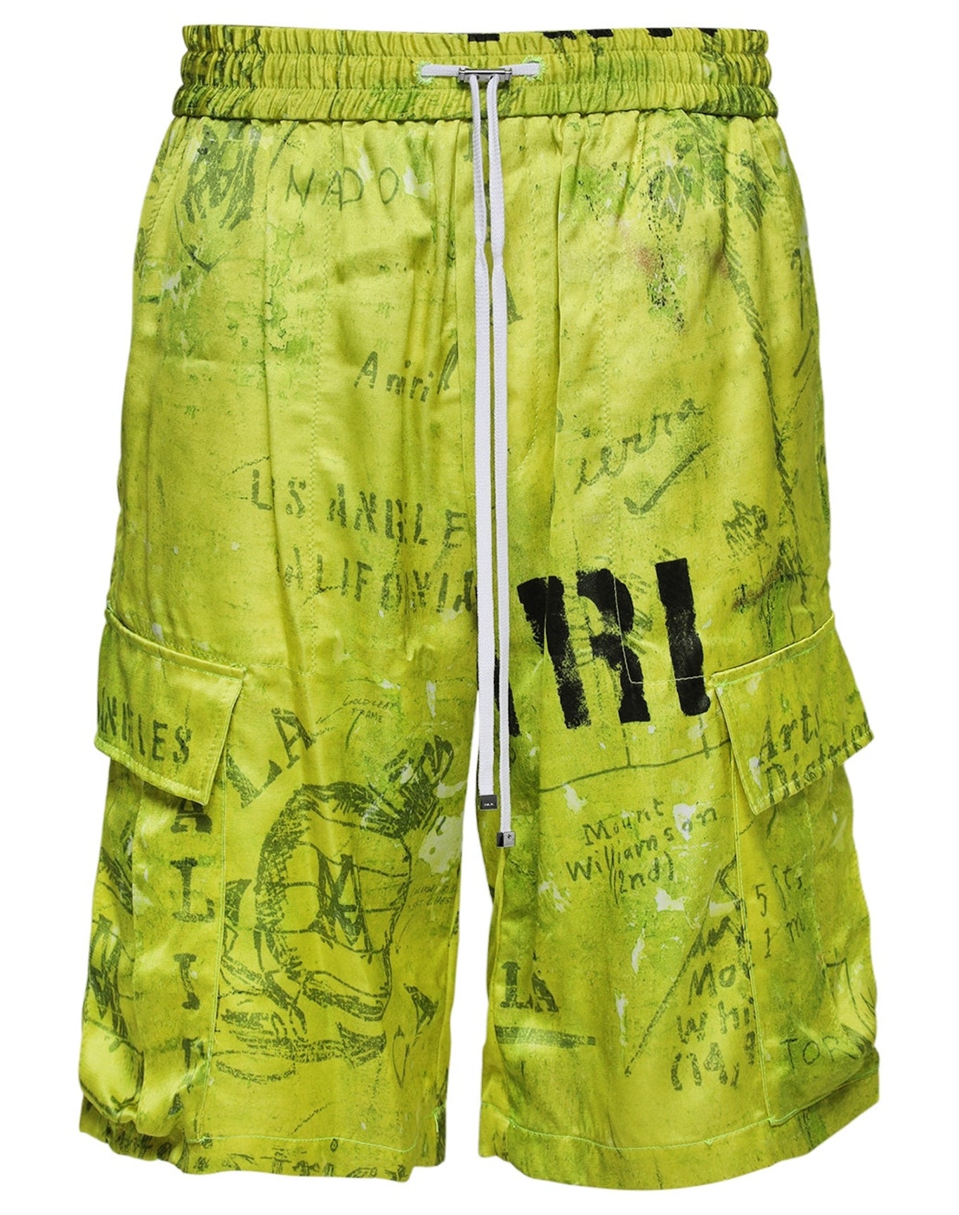 Amiri | Men | Army Stencil Cargo Shorts | Lime Green